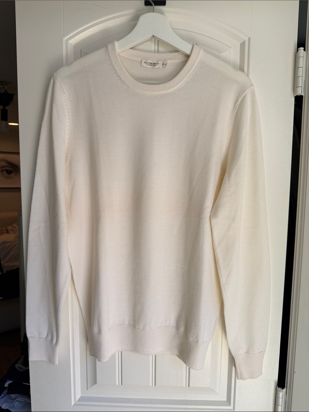 Suitsupply 100% merino Woll Crewneck Sweater in Cream